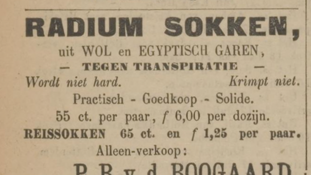 Advertentie voor sokken met radium uit de Bredasche Courant van 19-07-1910