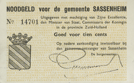 Noodgeld gemeente Sassenheim, mei 1940
