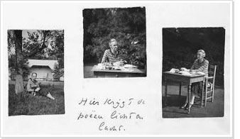 Hier krijgt de poëzie licht en lucht: fragment uit een pagina uit 'Het Boek van de Buissche Heide', met foto's van Henriette Roland Holst