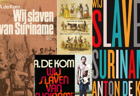 Afbeelding van een selectie van boekcovers van Wij slaven van Suriname