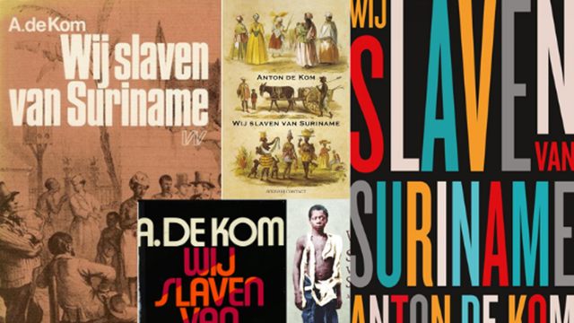 Afbeelding van een selectie van boekcovers van Wij slaven van Suriname