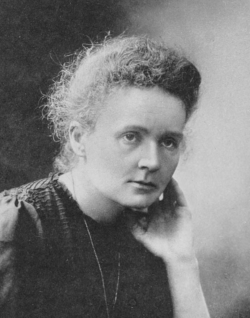 Portret van Marie Curie. Wikipedia publiek domein
