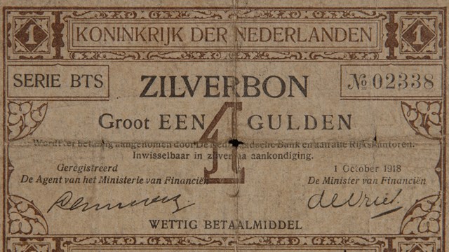 Zilverbon ter waarde van één gulden, Museum Rotterdam 1918.