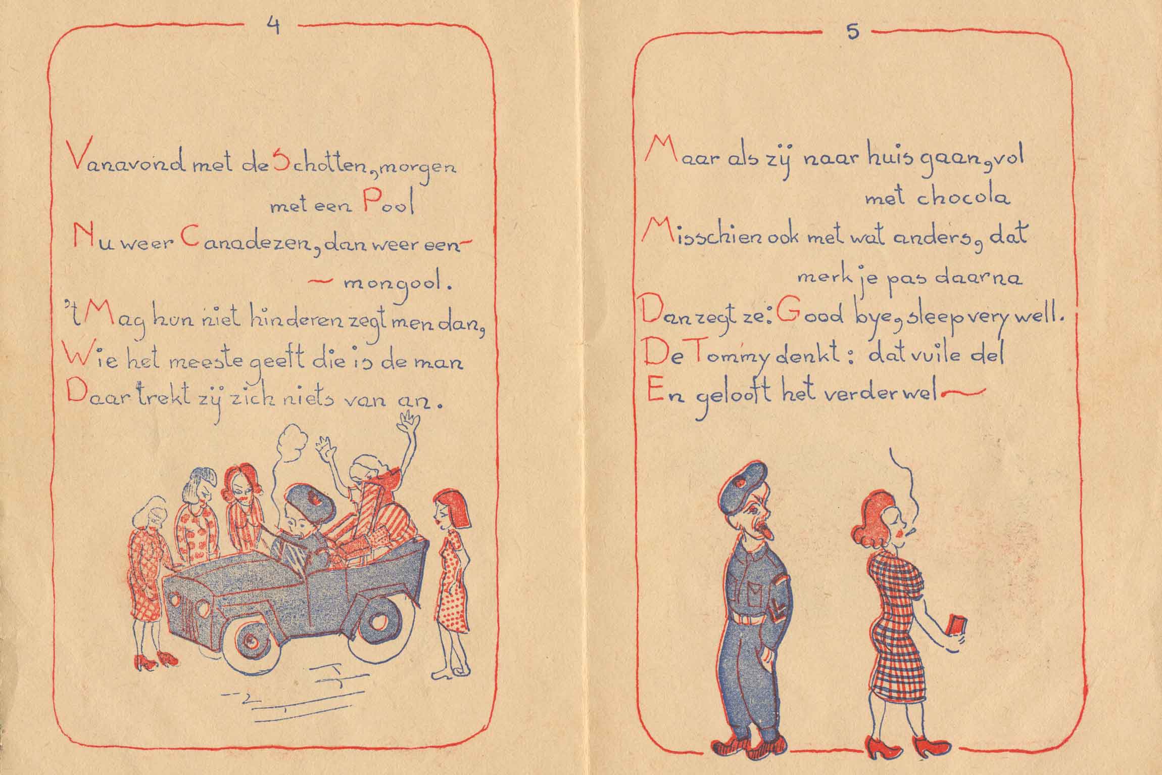 Pagina's uit 'Meisje.... Look out for a baby!' weergave in tekst en illustraties.