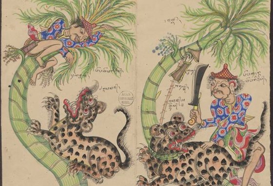 Balinese tekening door I. Ketut Gedé. Digital Collections Universitaire Bibliotheken Leiden, uit nalatenschap van Van der Tuuk.