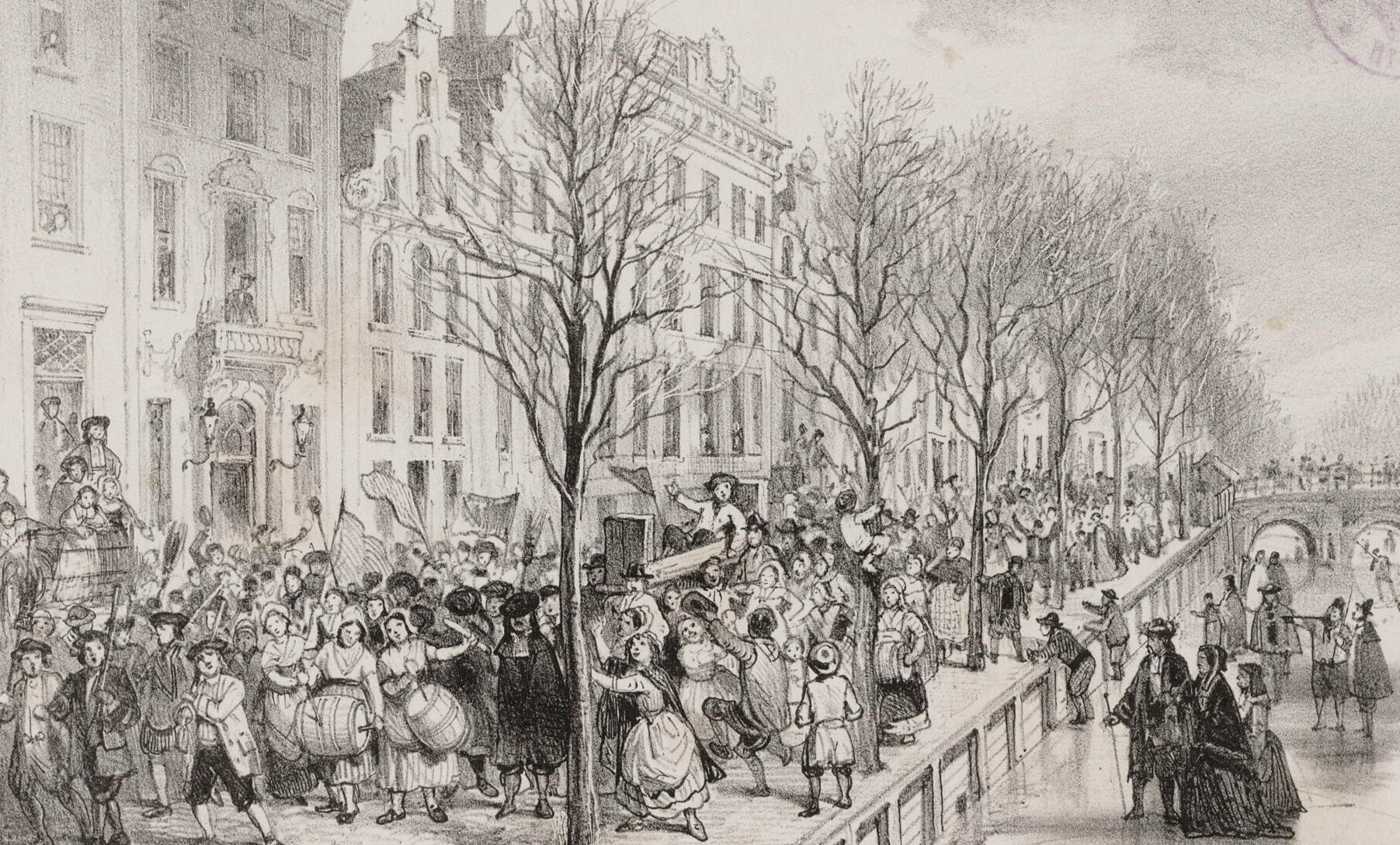 Amsterdam tijdens Aansprekersoproer in 1696. Stadsarchief Amsterdam.