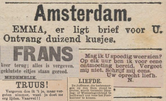 Advertenties met liefdesoproepen