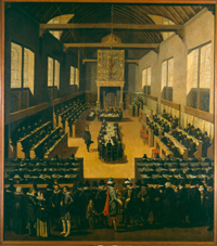 Schilderij van de Synode van Dordrecht 1618-1619 door Pouwels Weyts, 1621 (Stadhuis Dordrecht)